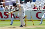 Doug Bracewell is clean-bowled by South Africa's Dale Steyn on day one of the first Test on January 2, 2013